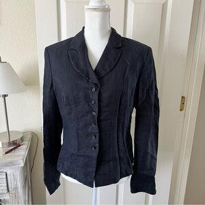 Vintage 90’s Linen 💚 Blazer Indigo Fitted Flare Silhouette